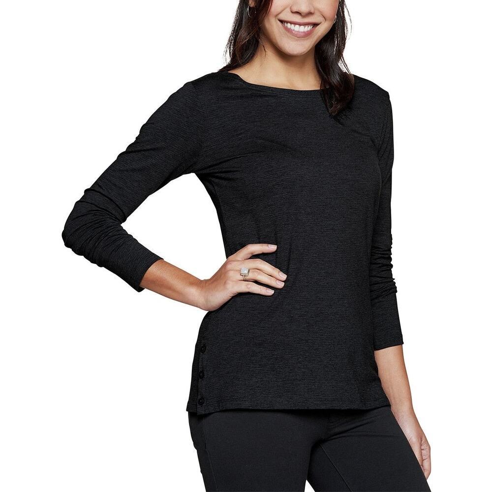 Toad & Co. | Women’s Heather Black Casual Long Sleeve Shirt Button Back Detail
